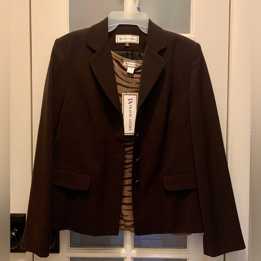 Dark Chocolate Jacket with tiger print 100% silk tank